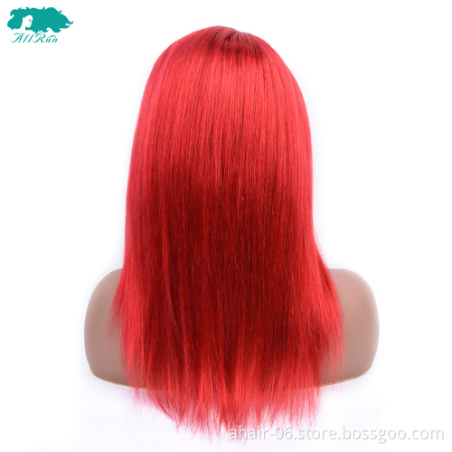 wholesale cheap fashion red ombre hair color wig pure raw indian temple hair wig